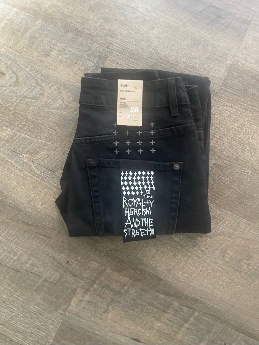 Black Women's Jeans with Graphic Back Pocket - 28